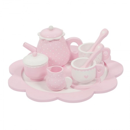 Houten theeservies - roze