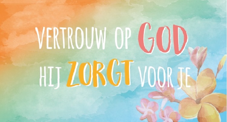 Wandbord - Vertrouw op God Hij zorgt voor je - 8717185065152