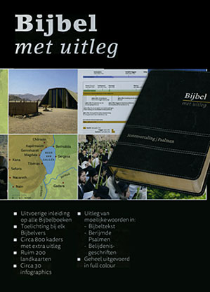 Bijbel met uitleg, 170x240 mm, flexibele band in luxe doos, goudsnede, zwart