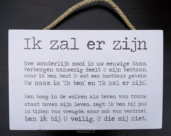 Tekstbord wit - Ik zal er zijn - S786W