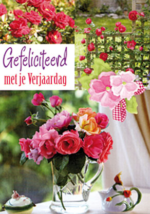 Dubbele kaarten Bloemen Hartelijk Gefeliciteerd