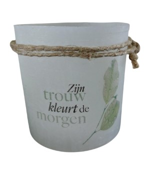 Zijn trouw kleurt de morgen - windlicht S ivoor