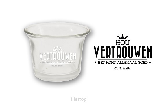 Hou vertrouwen - waxinelichthouder glas