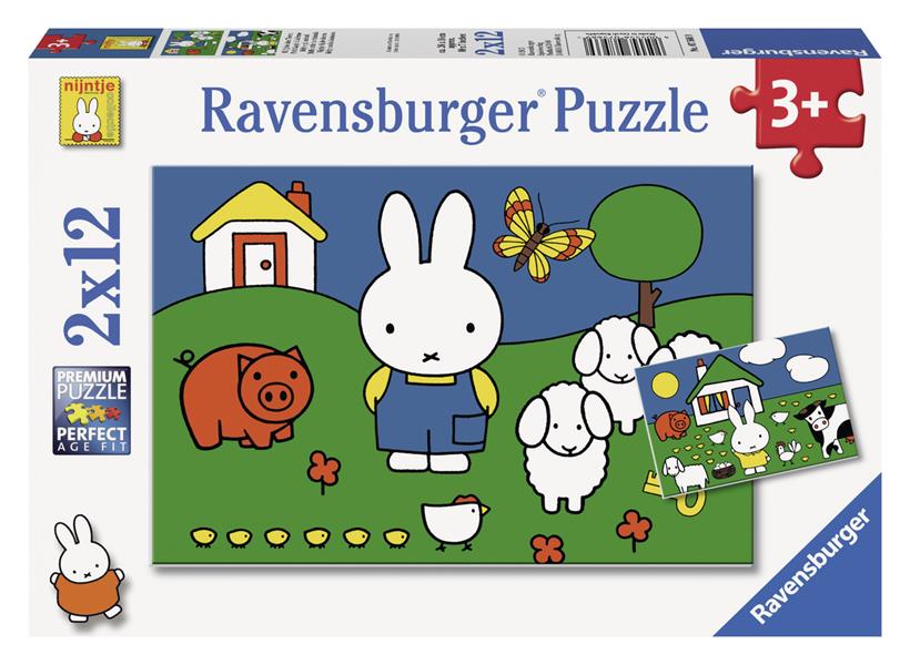 Nijntje bij de dieren - puzzel 2x12 stukjes