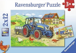 Op de bouwplaats en boerderij - puzzel 2x12 stukjes