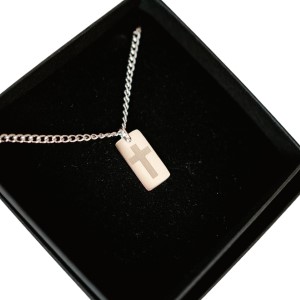 Heren ketting met hanger kruis - zilver