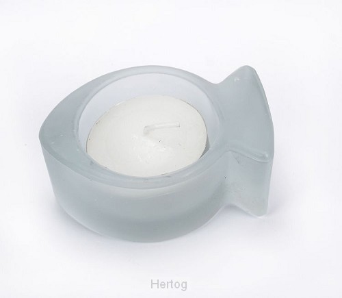Vis lichtblauw 6,5 cm. - theelicht