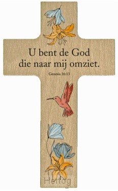 U  bent de God die naar mij omziet - kruis hout