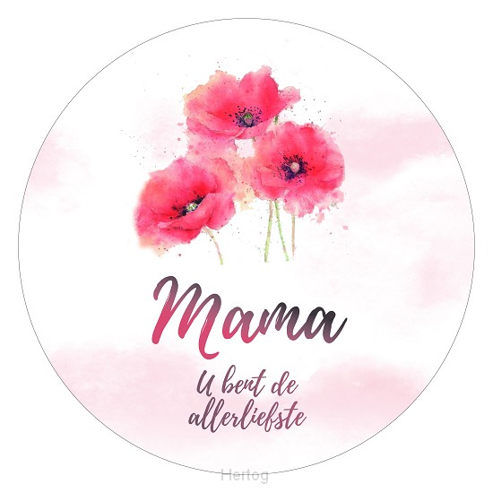 Mama u bent de allerliefste - muurcirkel 25 cm.
