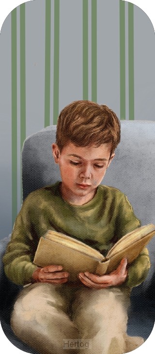Lezende jongen - boekenlegger