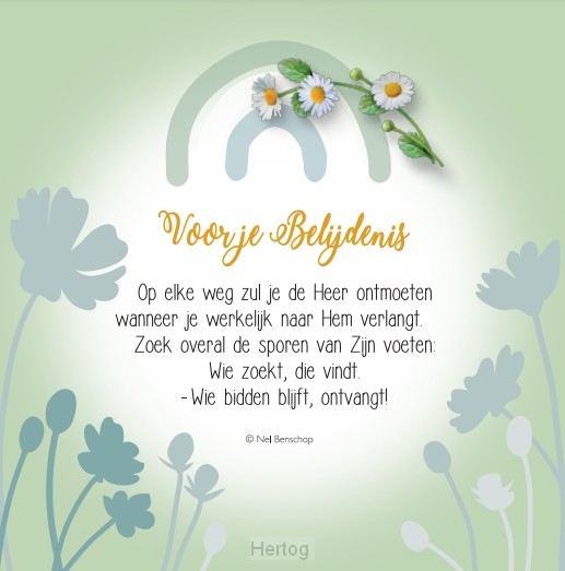 Voor je Belijdenis - wenskaart gedicht