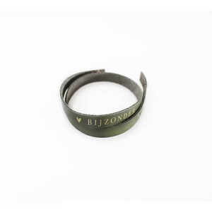 Bijzonder - leren wikkelarmband mosterdgroen