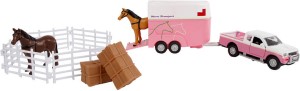 Mitsubishi met paardentrailer roze - Kids Globe