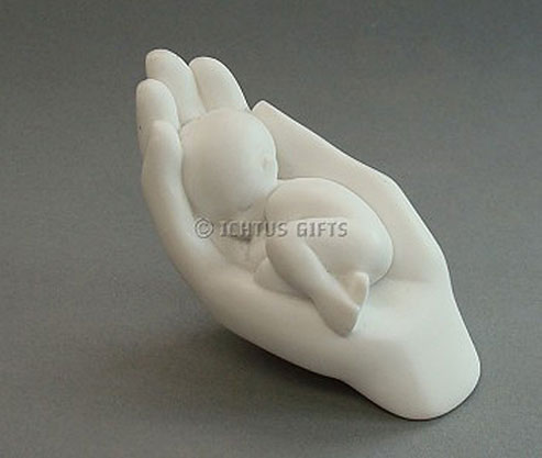 Beeld kind in hand - 6 cm.wit