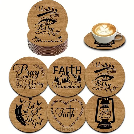Onderzetters hout - set 6 stuks