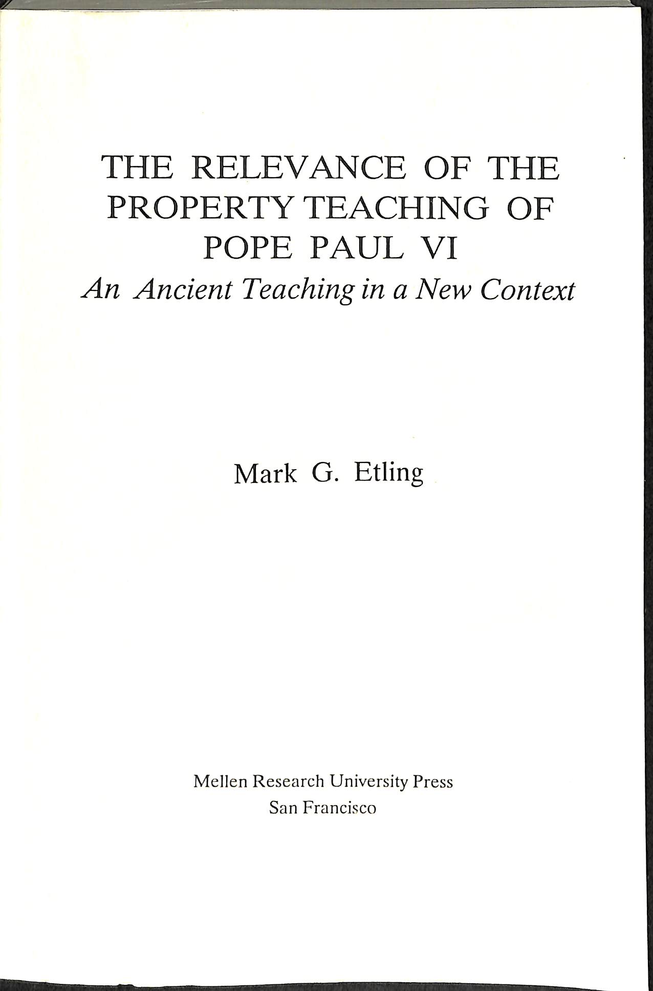 The relevance of the property teaching of pope Paul VI (2e hands)