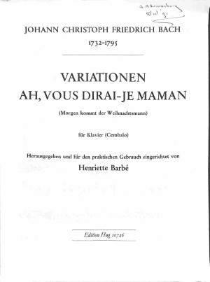 Variationen ah, vous dirai-je maman - Tweedehands notenschrift
