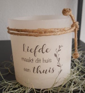 Liefde maakt dit huis een thuis - windlicht S ivoor