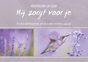 Vertrouw op God, Hij zorgt voor je - wenskaart Bijbeltekst SV