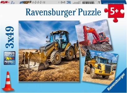 Bouwmachines aan het werk - puzzel 3x49 stukjes
