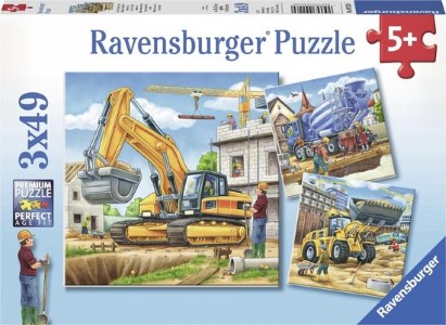 Grote bouwvoertuigen - 3x 49 stukjes