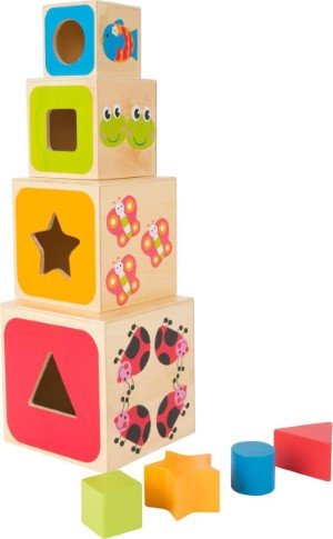 Stapelblokken met cijfers, vormen en dieren