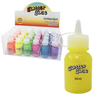 Glitterlijm in potje 30 ml. neon