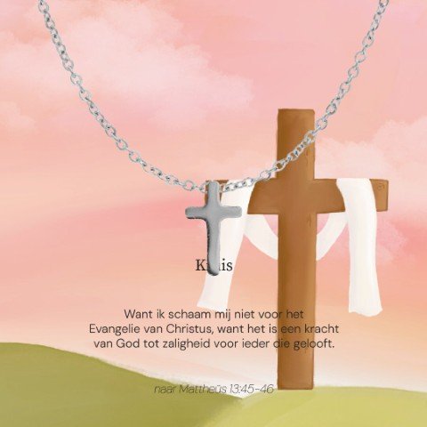 Ketting met hanger kruis - zilverkleurig
