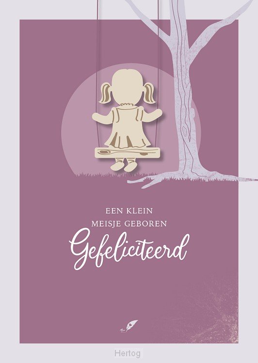 Een klein meisje geboren - enkele wenskaart met envelop
