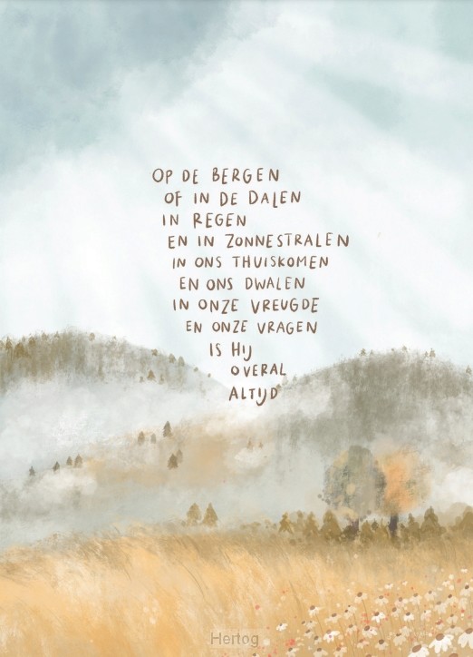 Op de bergen of in de dalen - wenskaart