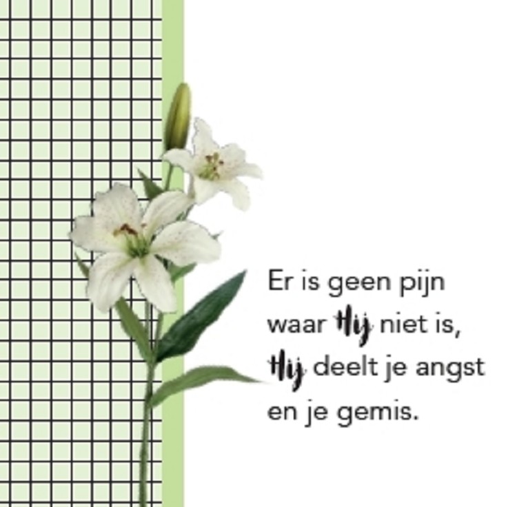 Er is geen pijn waar Hij niet is - wenskaart God is erbij