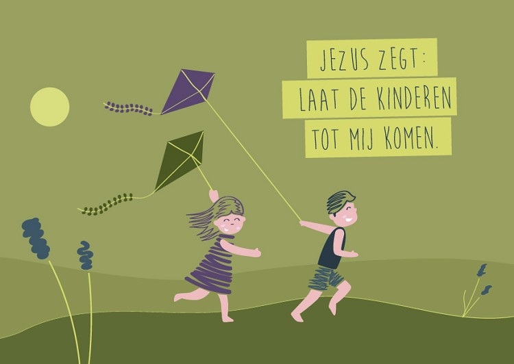 Jezus zegt: Laat de kinderen tot mij komen - kaart