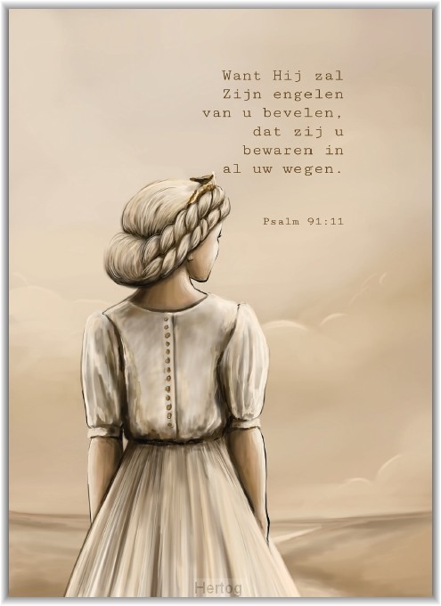 Want Hij zal Zijn engelen van u bevelen - enkele kaart met envelop