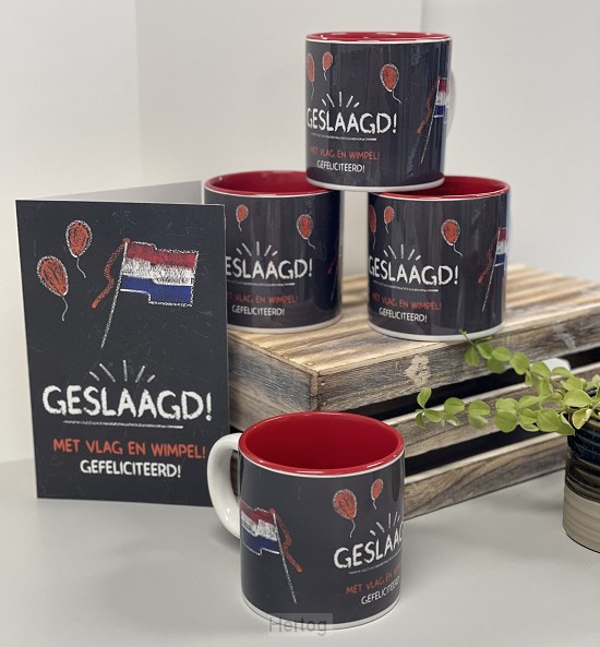 Geslaagd met vlag en wimpel - mok