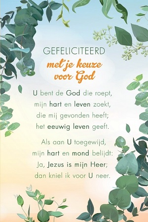 Gefeliciteerd met je keuze voor God - wenskaart Sela