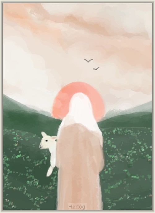 Lammetje - enkele kaart met envelop