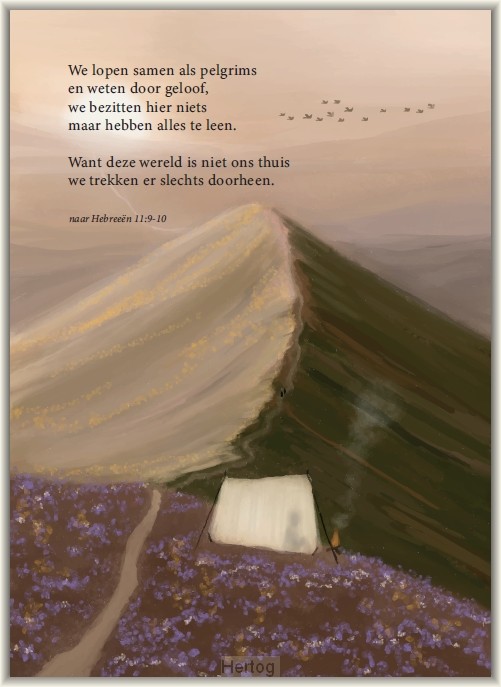 We lopen samen als pelgrims - enkele kaart met envelop