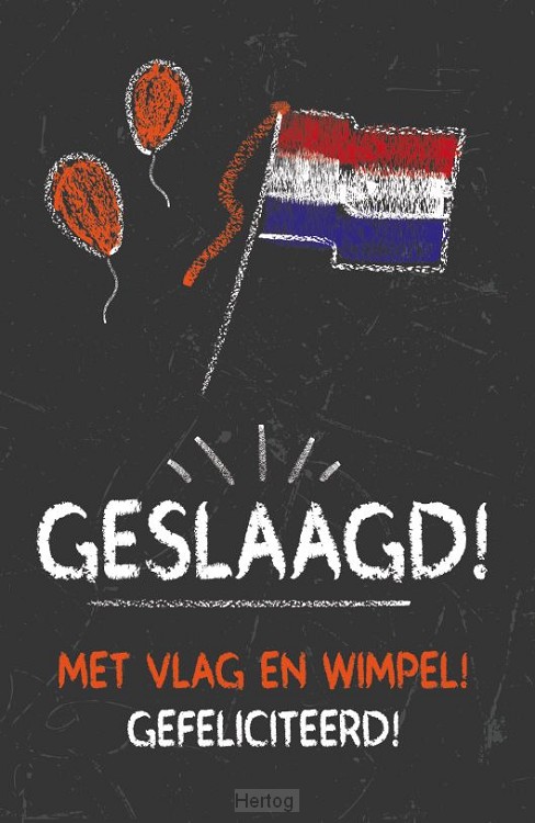 Geslaagd! Met vlag en winpel! Gefeliciteerd! - wenskaart