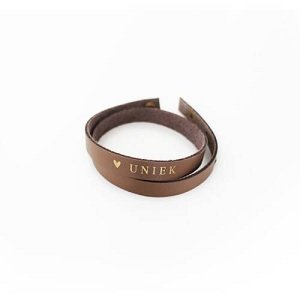 Uniek - leren wikkelarmband bruin
