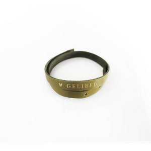 Geliefd - leren wikkelarmband dames mosterd