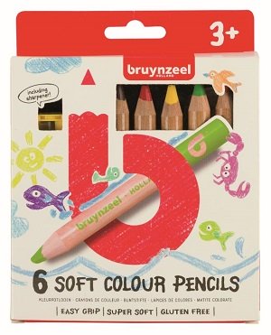 6 soft colour pencils met slijper - Bruynzeel