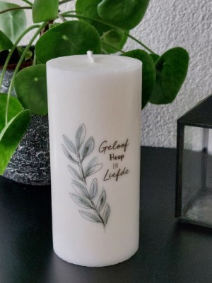 Geloof hoop en liefde - Stompkaars olijftak