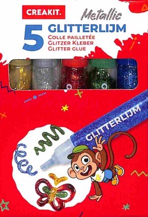 Glitterlijm metallic - 5 stuks