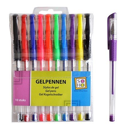 Gelpennen - 10 kleuren in etui