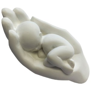 Beeld kind in hand - 6 cm. wit