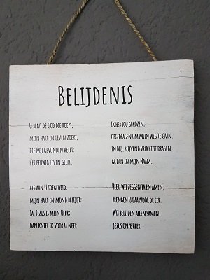 Belijdenis - tekstbord