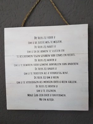 De Heer zij voor u - tekstbord