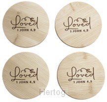 Onderzetters hout - set 4 stuks