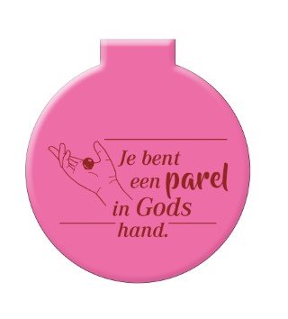 Je bent een parel in Gods hand - roze spiegeltje