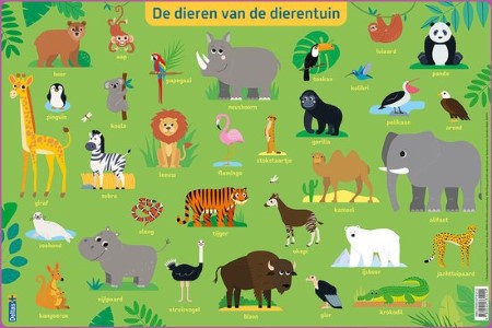 De dieren van de dierentuin - educatieve onderlegger